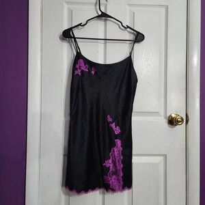 Y2K Black & Purple Embroidered Slip